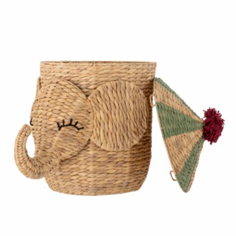 Bobo Basket w/Lid, Nature, Water Hyacinth
