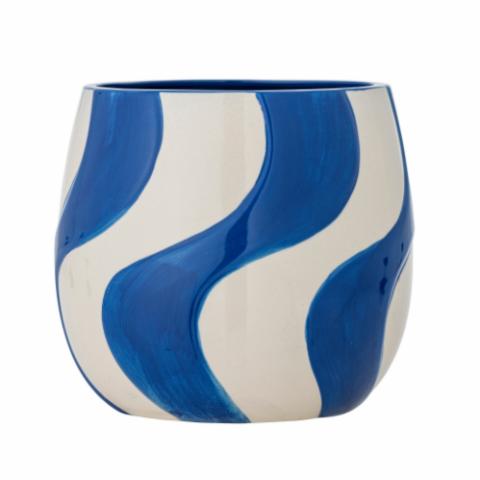 Romy Pot de fleurs, Bleu, Grès