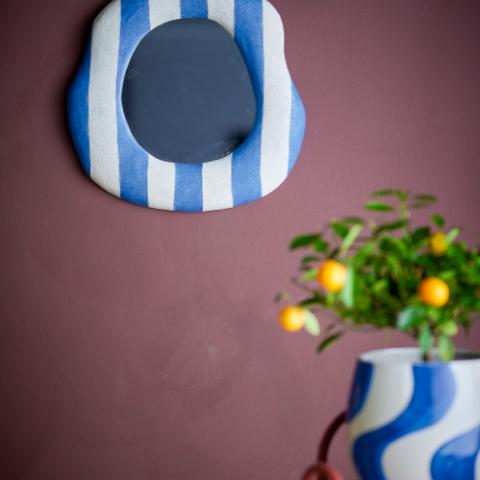 Travis Wall Mirror, Blue, Polyresin