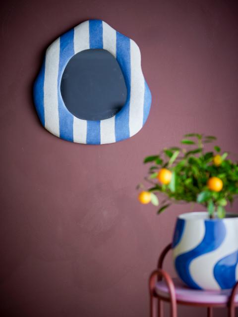 Travis Wall Mirror, Blue, Polyresin