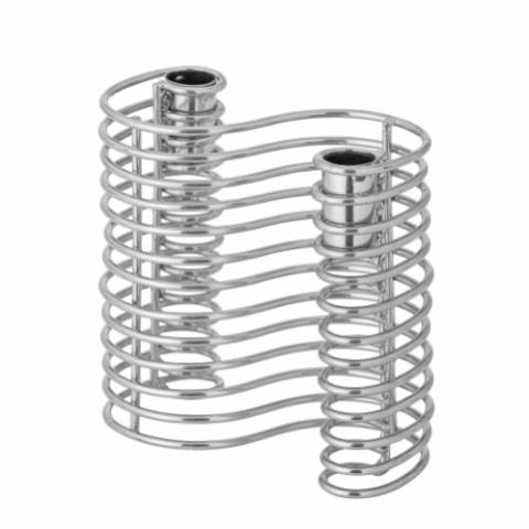 Wavela Candle Holder, Silver, Iron