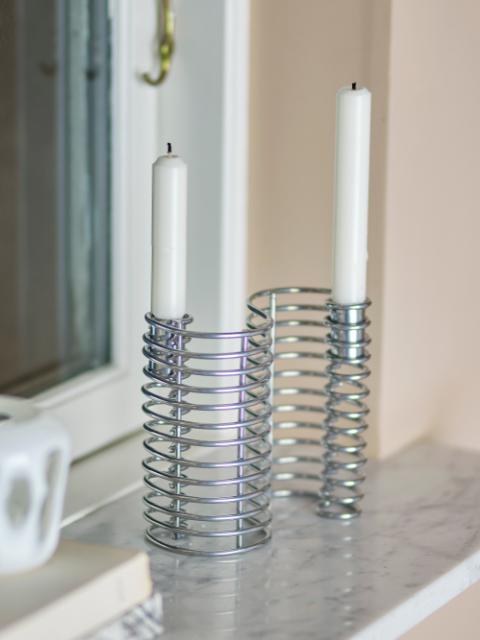 Wavela Candle Holder, Silver, Iron