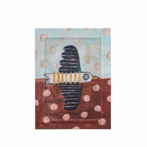 Brett birdy Illustration w/ Frame, Multi, Firwood