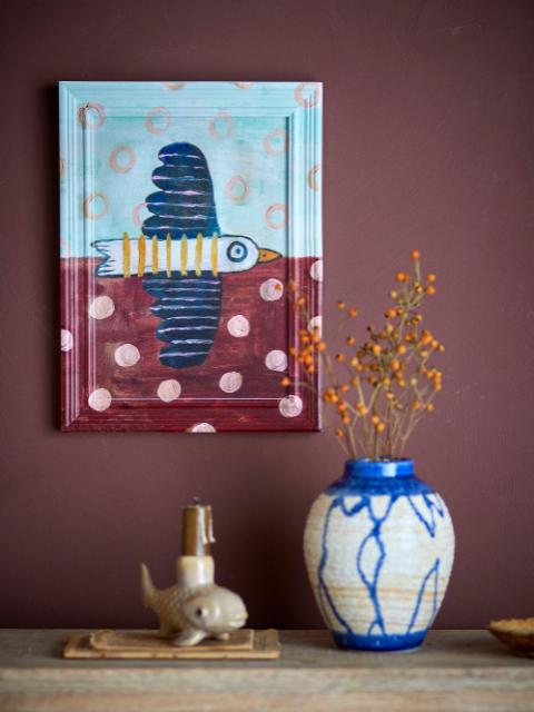 Brett birdy Illustration w/ Frame, Multi, Firwood
