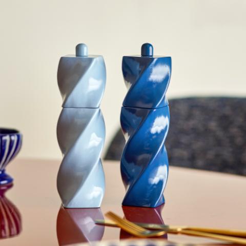 Riley Salt & Pepper Mill, Bleu, Bois d'hévéa