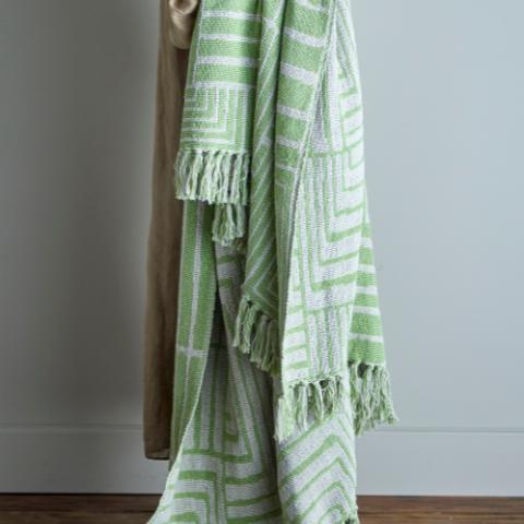 Velva Throw, Green, Recycled Cotton