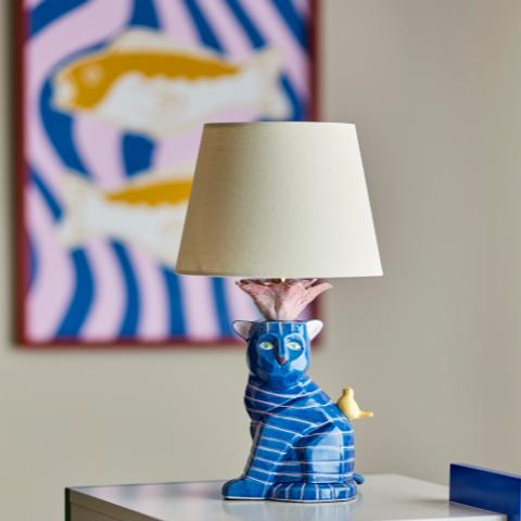 Eri Lampe de table, Bleu, Grès