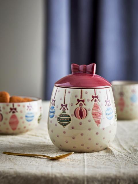 Ornamentia Jar w/Lid, Red, Stoneware