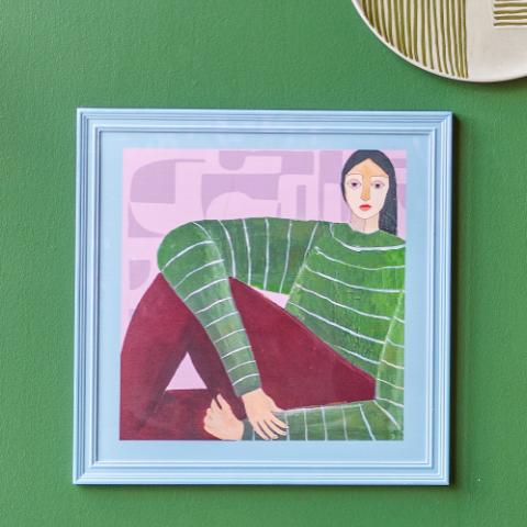Zoy Illustration w/ Frame, Multi, Firwood