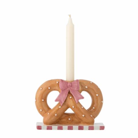 Pretzie Candle Holder, Brown, Ceramic