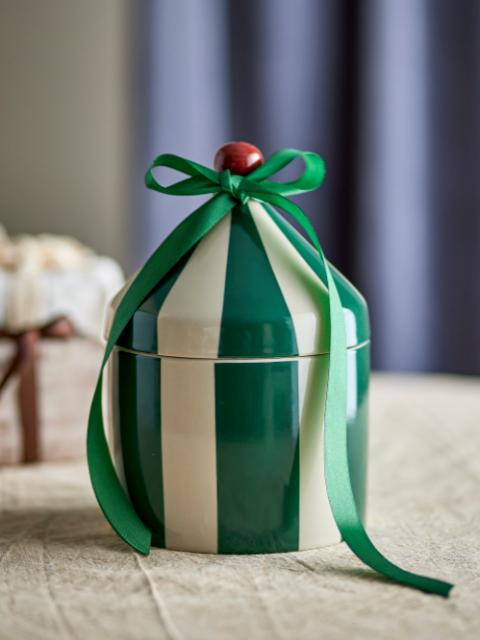 Cimmi Gefäß mit Deckel, Grün, Steingut