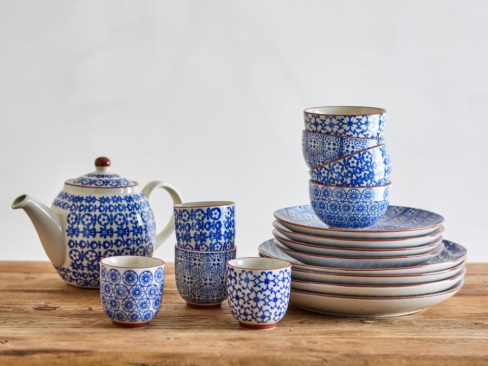 Karine Tasse, Blau, Steingut