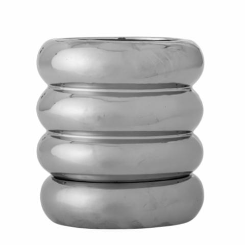 Shine Pot de fleurs pour support, Argent, Grès
