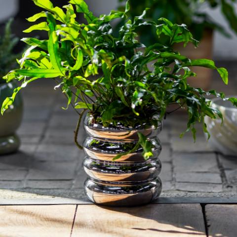 Shine Pot de fleurs pour support, Argent, Grès