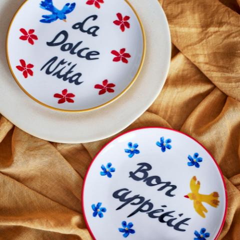 Lindsay Assiette, Multicolore, Grès