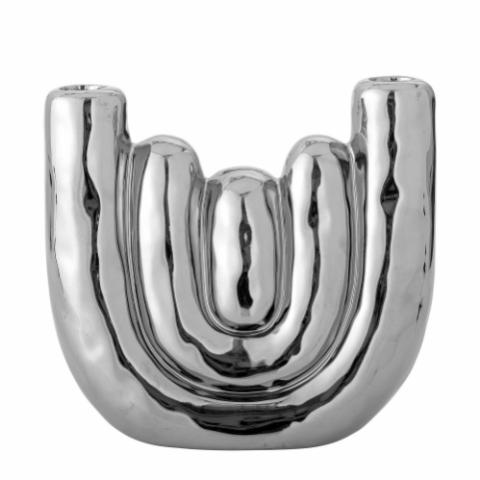 Shine Bougeoir, Argent, Grès