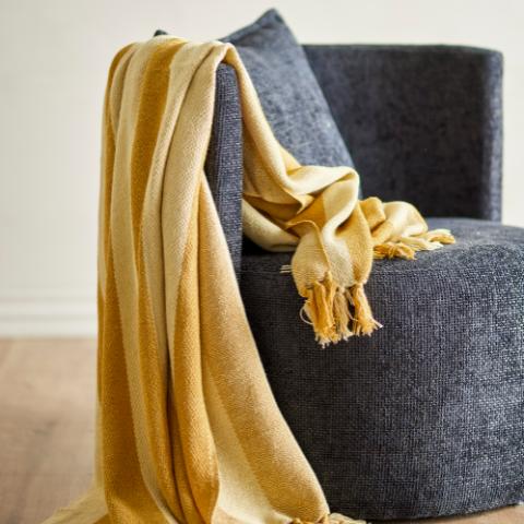 Frello Throw, Yellow, Recycled Cotton
