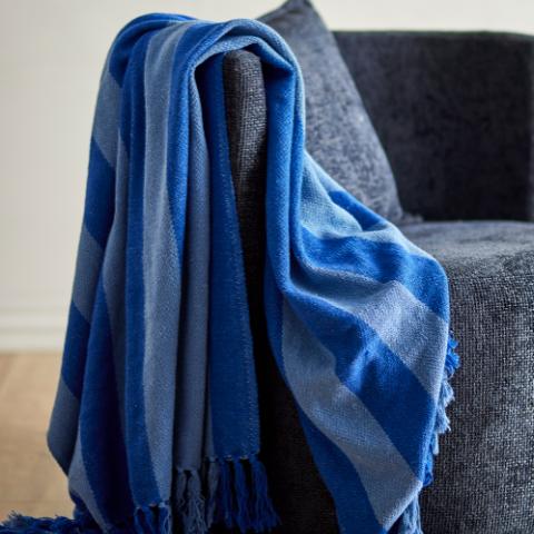 Frello Plaid, Bleu, Coton recyclé