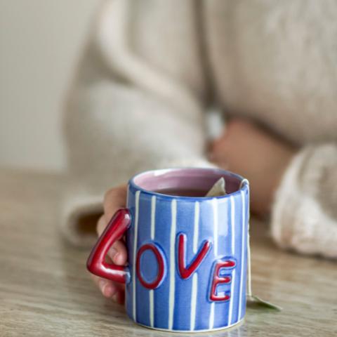 Cherish Mug, Blue, Stoneware
