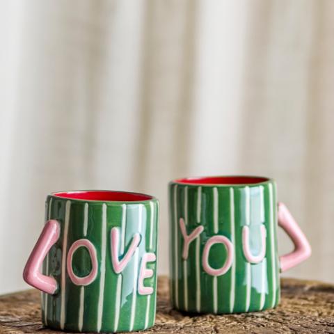 Cherish Mug, Green, Stoneware