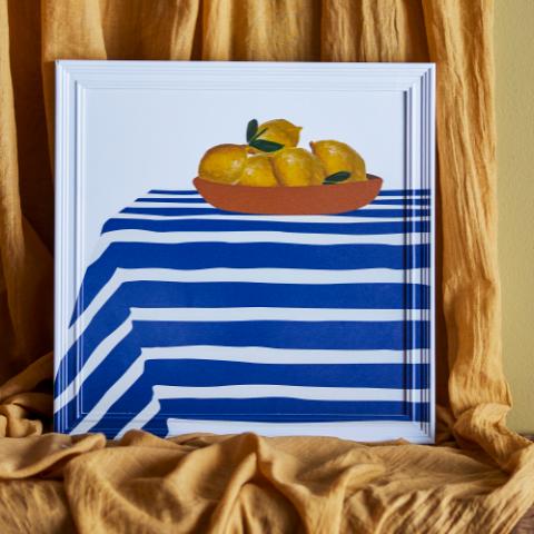 Limone Illustration w/ Frame, Multi, Firwood
