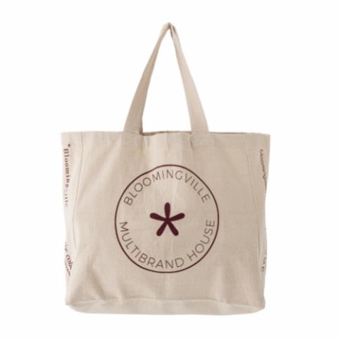 Check Shopping Bag, Red, Cotton