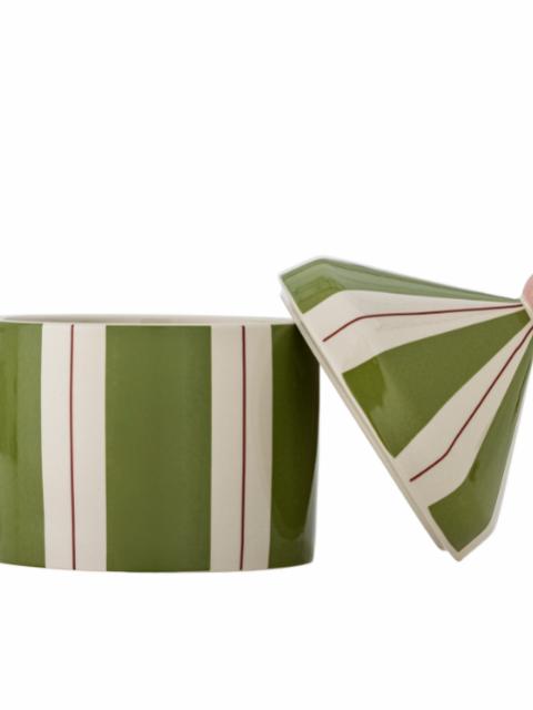 Cimmi Jar w/Lid, Green, Stoneware