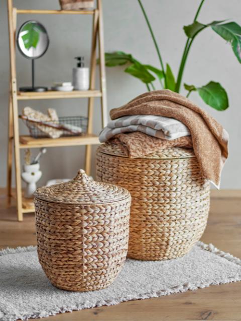 Dinan Basket w/Lid, Nature, Water Hyacinth
