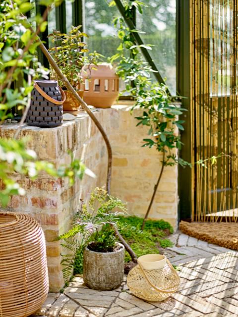 Malda Lanterne avec verre, Nature, Bambou