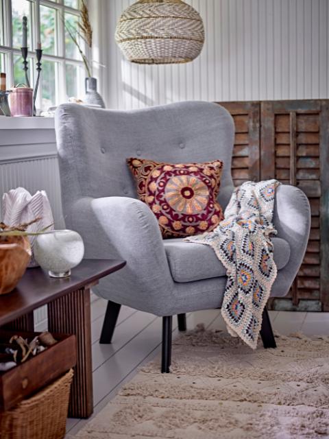 Beau Lounge Chair, Blue, Cotton