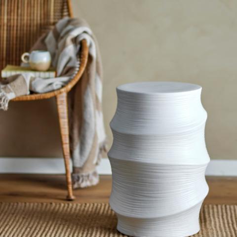 Volise Table d'appoint, Blanc, Grès