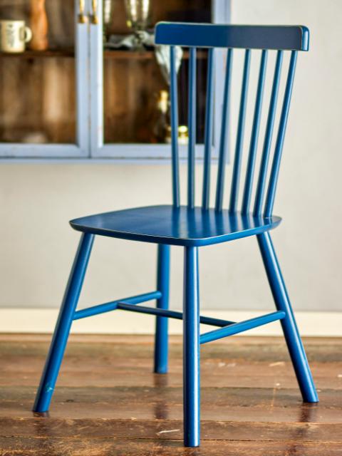 Mill Chaise de salle à manger, Blue, Bois d'hévéa