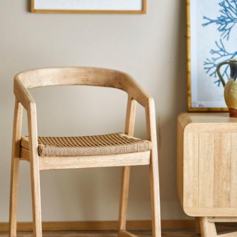 Serrone Chaise de salle à manger, Nature, Bois d'hévéa