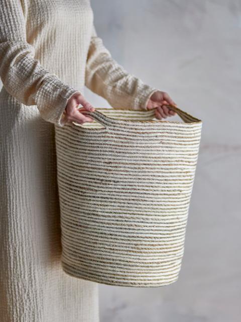 Selena Basket, White, Jute