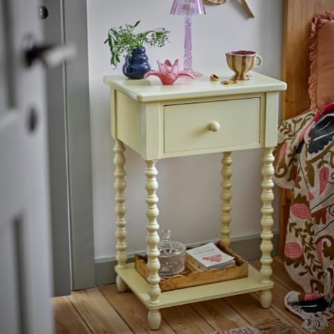 Salino Table d'appoint, Jaune, Bois de sapin