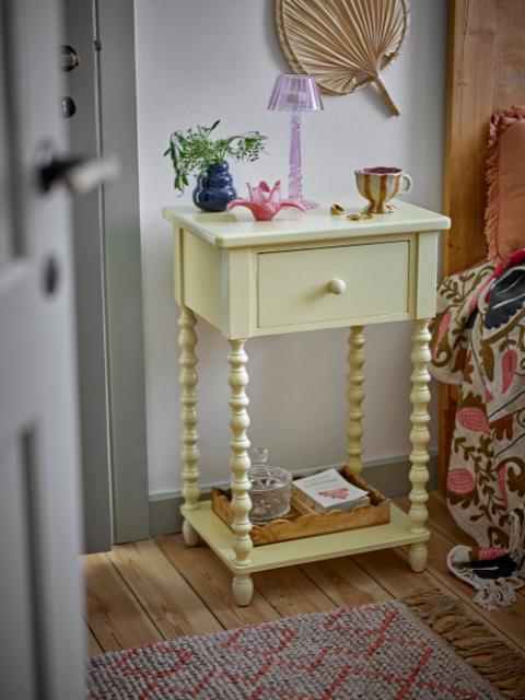 Salino Table d'appoint, Jaune, Bois de sapin
