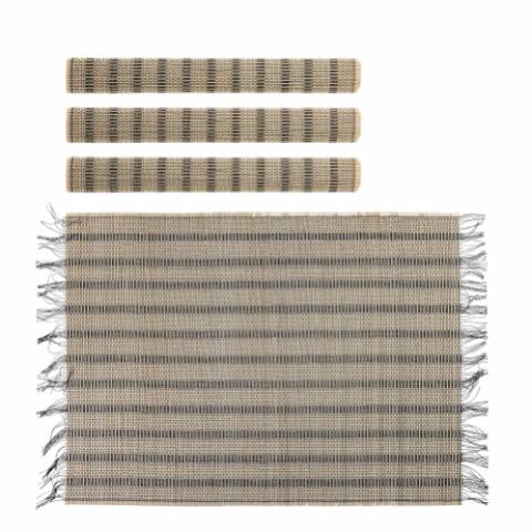Mendo Set de table, Noir, Bambou