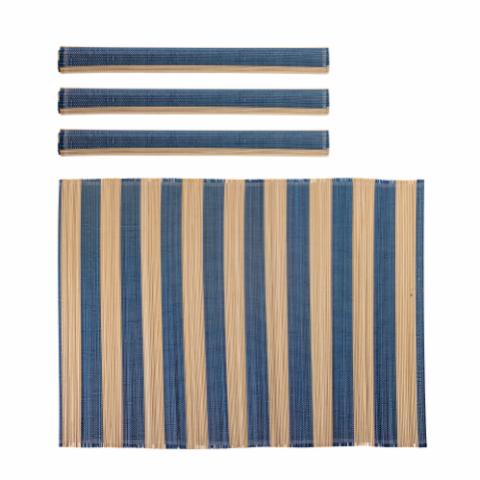 Marola Set de table, Bleu, Bambou