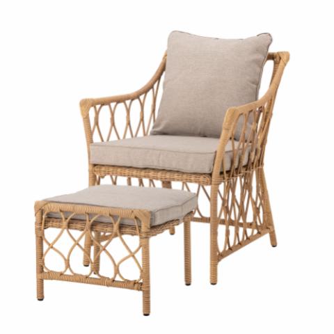Belluce Chaise lounge avec Tabouret, Nature, Polyrattan