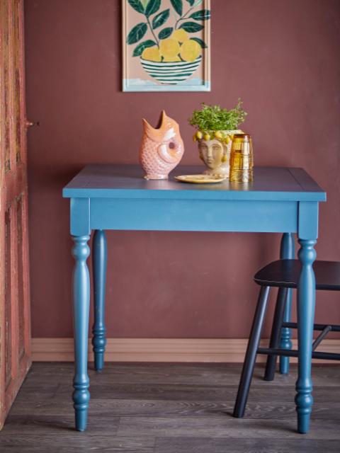 Bassy Table de salle à manger, Bleu, Bois de sapin