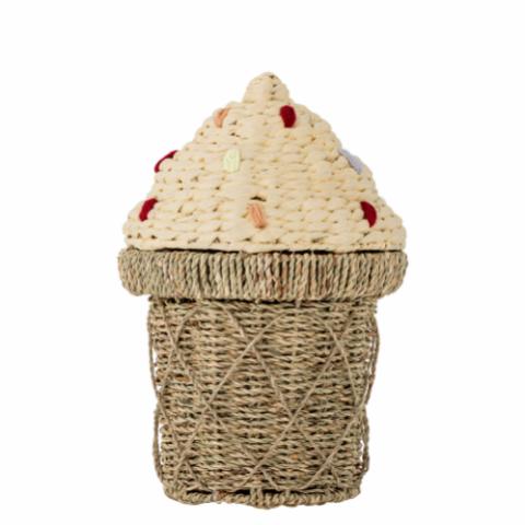 Cillie Basket w/Lid, Nature, Seagrass