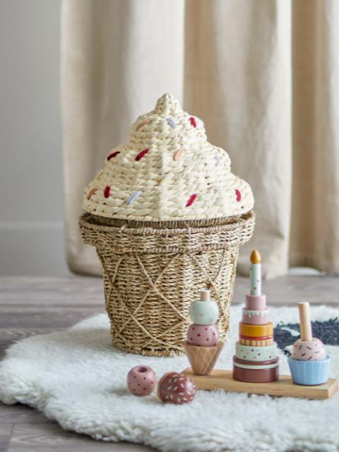 Cillie Korb mit Deckel, Natur, Seegras