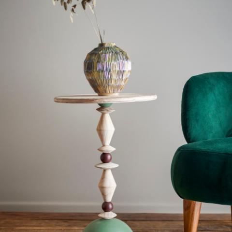 Mannelli Side Table, Green, Firwood