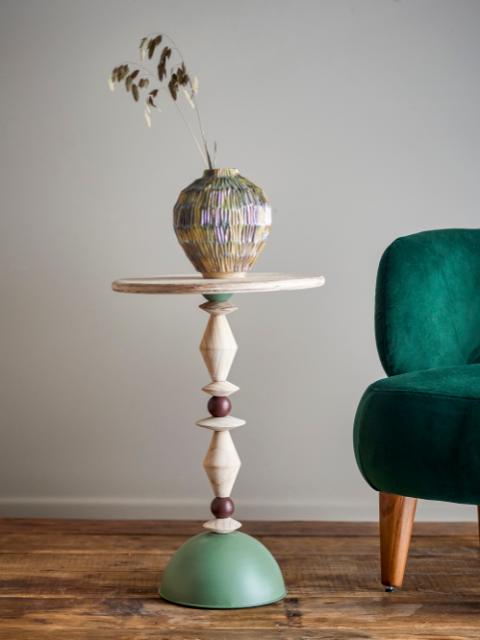 Mannelli Side Table, Green, Firwood