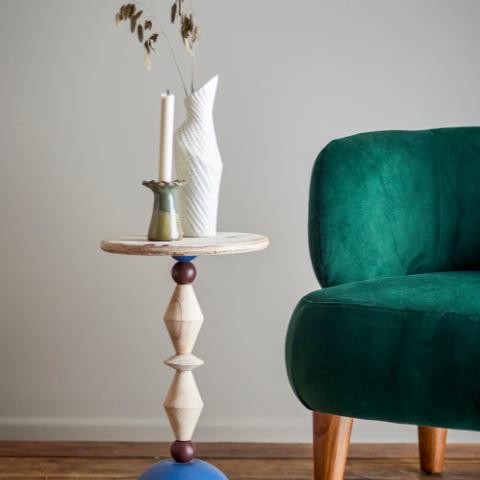 Mannelli Side Table, Blue, Firwood