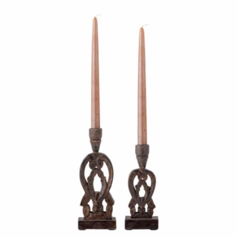 Bernie Candle Holder, Brown, Mango