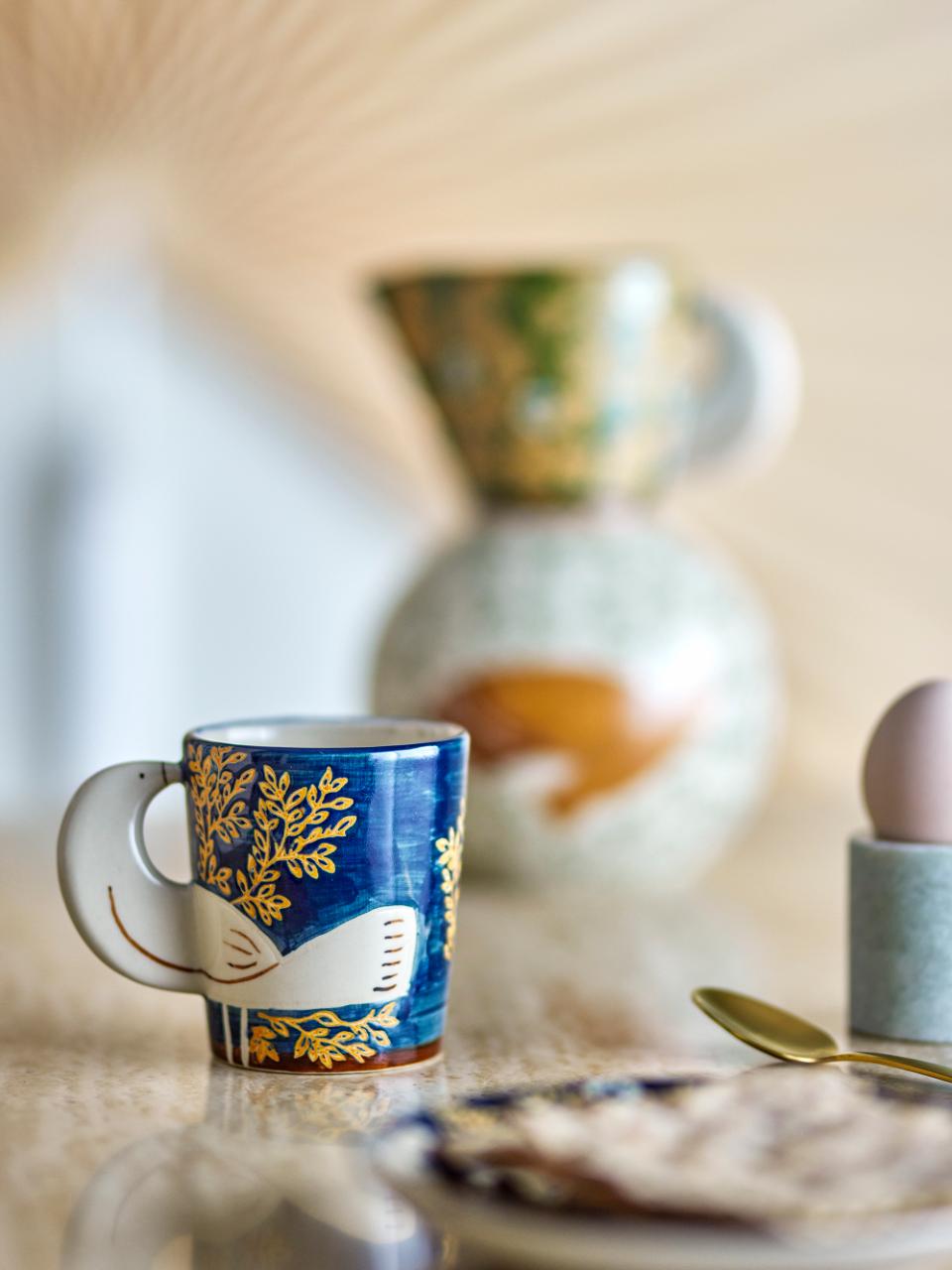 Hezha Tasse, Blau, Steingut