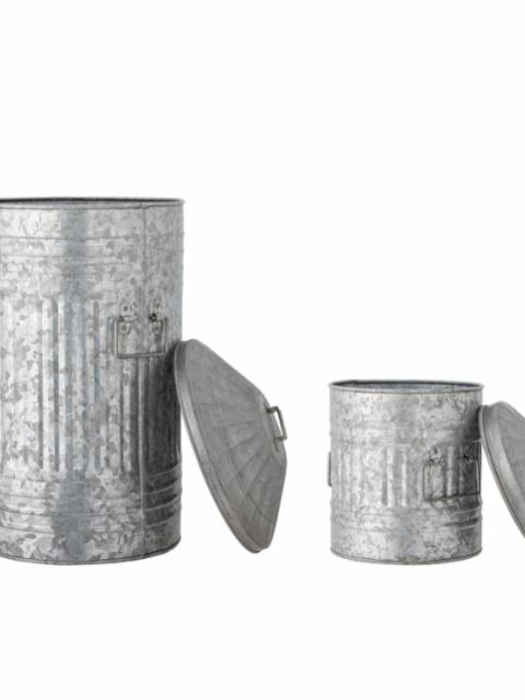 Delina Bucket, Grey, Galvanized Metal