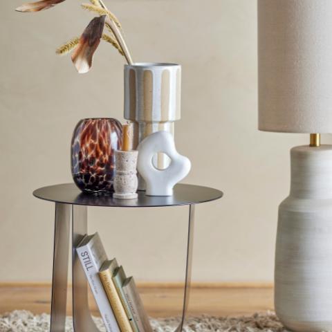 Ilise Candle Holder, Nature, Travertine