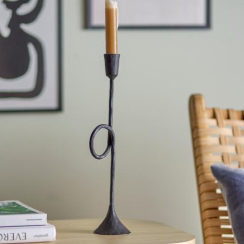 Jada Candle Holder, Black, Metal